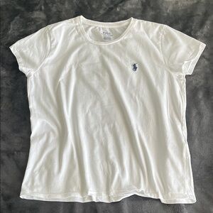Ralph Lauren Polo White Crewneck Tee with Navy Pony Women Large